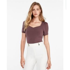 Express Sweetheart Neck Puff Shoulder Tee